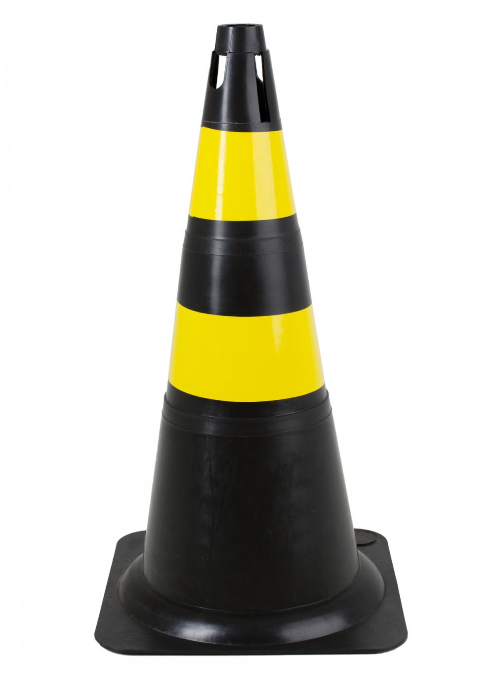 Detalhes do produto Cone Rígido Refletivo 70 cm Preto/Amarelo 